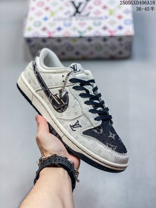 nike Sb Dunk Low Lv联名 黑色牛仔 周年高端定制 低帮休闲板鞋 夜光效果 定制鞋盒 大厂纯原品质出货 超高清洁度 皮料切割干净无任何毛边 细节