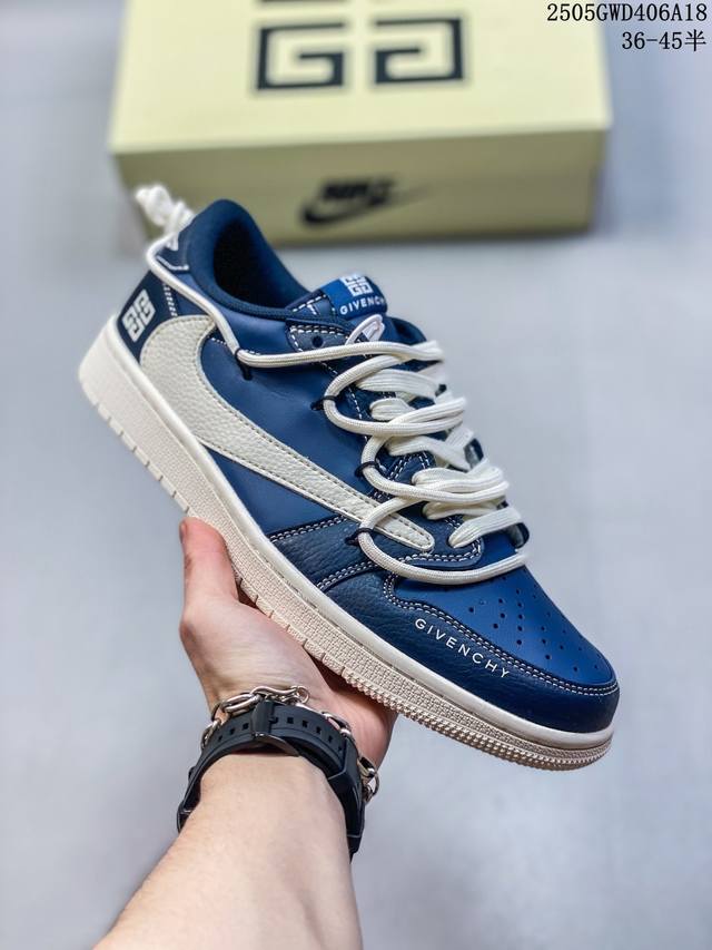 海外爆款限量发售 Travis Scott X Fragment Design X Jordan Air Jordan 1 Low Og Sp 纪梵希联名 深蓝