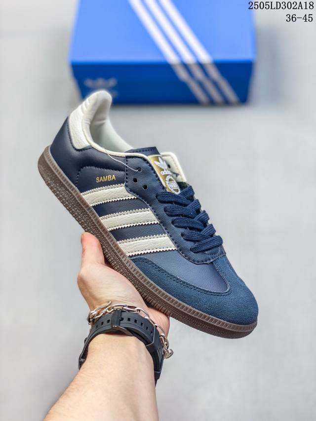 ad Original Samba Og 复古经典轻便板鞋 Jh7299 这款桑巴鞋展示了高质量的工艺 带有装饰的超锁缝制和无缝的手感 柔软 柔软的皮革造型和标