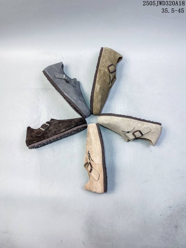 德国百年知名鞋履品牌 博肯Birkenstock Zurich系列 黑色反绒 牛皮绒面革 双扣时尚凉拖 勃肯半拖凉鞋系列 亲肤透气的人造革 搭配可调节鞋扣提升穿