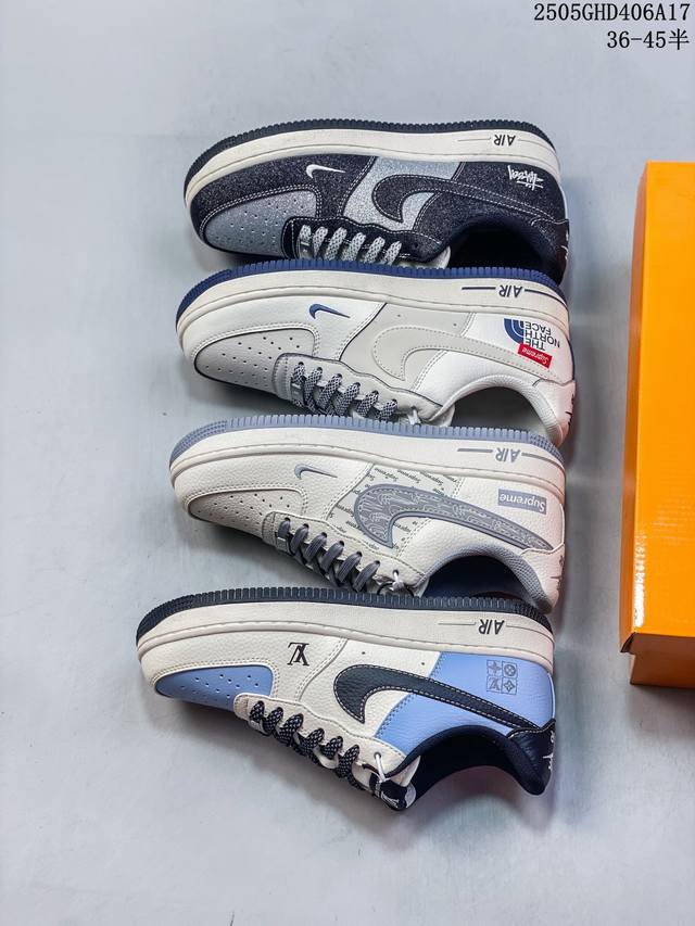 海外限量发售 公司级Nike Air Force 1 '07 Low Lv联名 黑水蓝 空军一号 低帮 运动鞋 休闲鞋 折边针车 工艺难度大 原楦头原纸板 原装