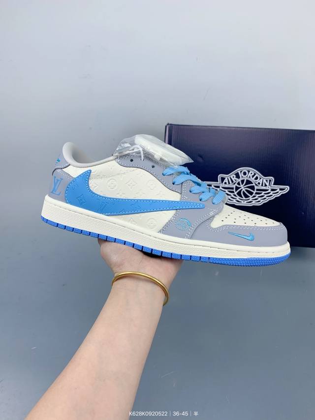 travis Scott X Fragment Design X Jordan Air Jordan 1 Low Og Sp Lv联名 灰蓝勾 多方联名合作融合
