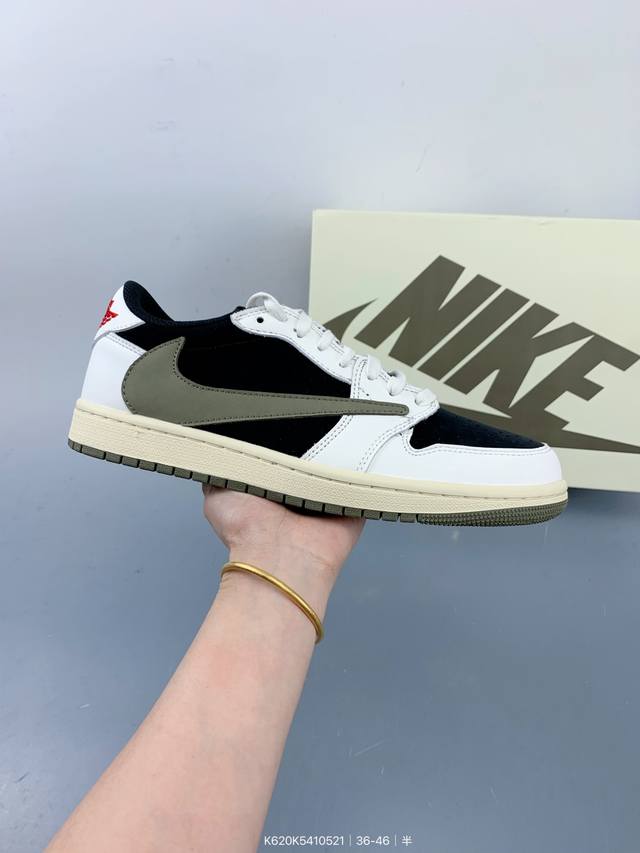 真标Nike Air Jordan 1 X Travis Scott Aj1倒勾 乔一倒钩 耐克 低帮文化篮球鞋 size 如图 编码 K620K5410521