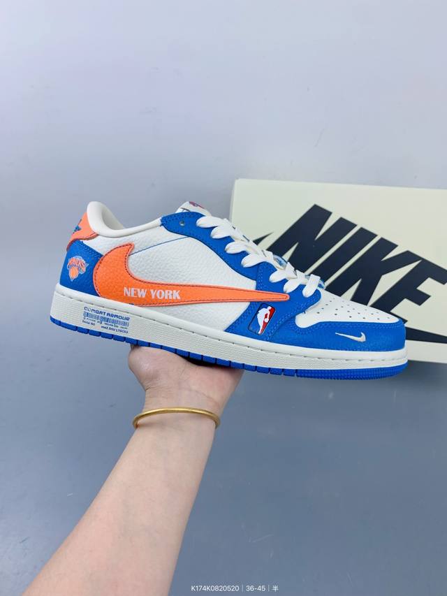 travis Scott X Fraent Design X Air 1 Low Og S 金州勇士队联名-白蓝 低帮休闲板鞋 size 如图 编码 K394K