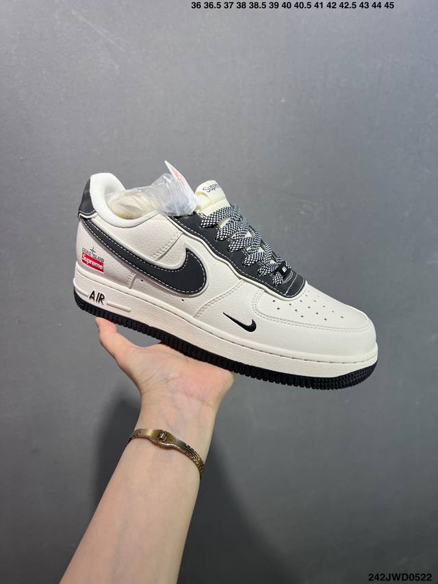 公司级Nike Air Force 1 07 Low 石头岛Supreme联名 藏蓝米白 空军一号 低帮 运动鞋 休闲鞋 折边针车 工艺难度大 原楦头原纸板 原