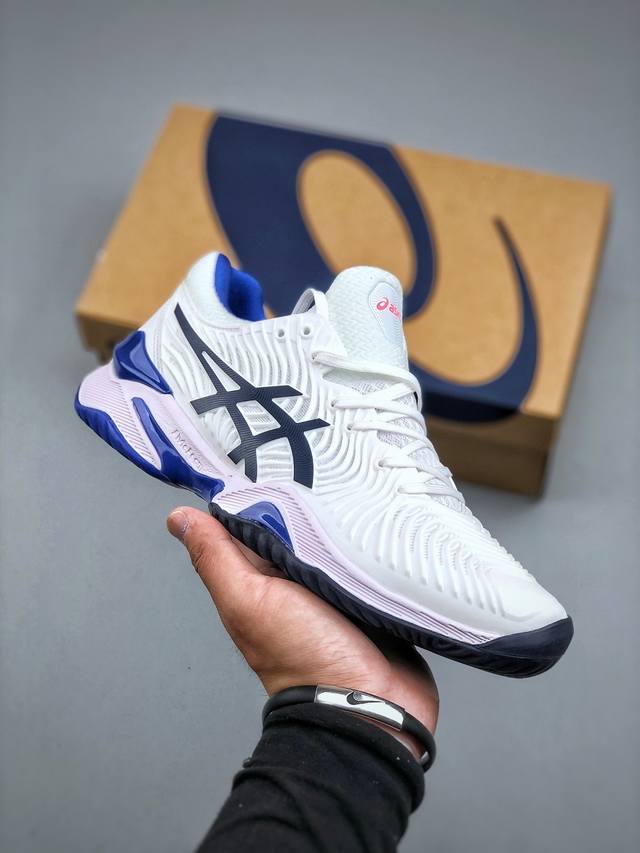 Asics Court Ff 2 Novak 舒适轻便 减震 低帮 网球鞋 男款 货号白色 蓝色 1042A076-103 尺码 39-46