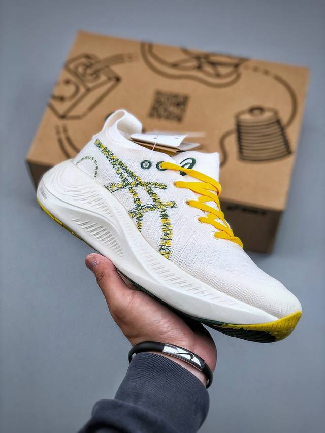 Asics Gel-Nimbus Mirai 雨云未来系列轻量化运动有氧慢跑鞋 米白绿浅黄 1013A147-100 尺码 36 37 37.5 38 39 3