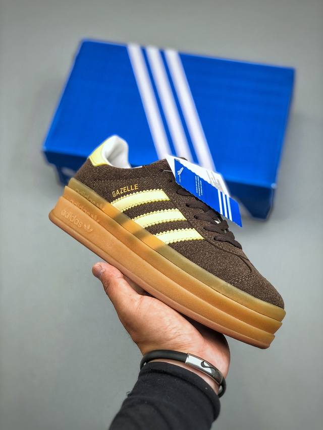 Adidas Originals Gazelle Indoor 三层底低帮耐磨厚底增高板鞋鞋头出色设计 塑就出众贴合感稳固的后跟贴合足部曲线设计软弹舒适 不易磨