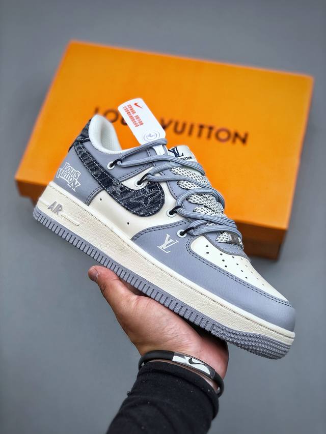 Nike Air Force 1'07 Low Lv联名 灰蓝帆布抽绳 空军一号低帮休闲板鞋 Dm6868-099 #原楦头原纸板 原装鞋盒 定制五金配件 内置