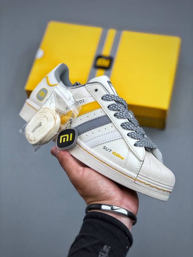 D版 Adidas Originals 小米Su7 贝壳头 采用全新头层拼接皮革材质后跟采用特色3D立体印字 渠道正品订单 诠释市场最高工艺水平全鞋进口头层皮料