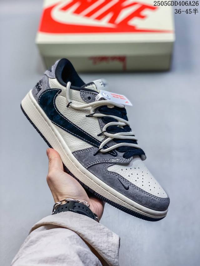 海外爆款限量发售 公司级 Travis Scott X Fragment Design X Jordan Air Jordan 1 Low Og Sp 斯图西联