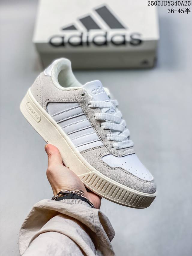adidas 小锯齿 D-pad Classic休闲美高风篮球板鞋男女阿迪达斯 D-pad 运动休闲鞋 柔软合成革面料易打理 舒适质感简约潮搭 美观有型 圆弧舒