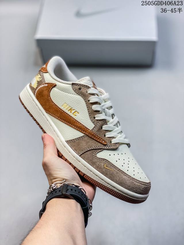 海外爆款限量发售 公司级 Travis Scott X Fragment Design X Jordan Air Jordan 1 Low Og Sp 北面联名