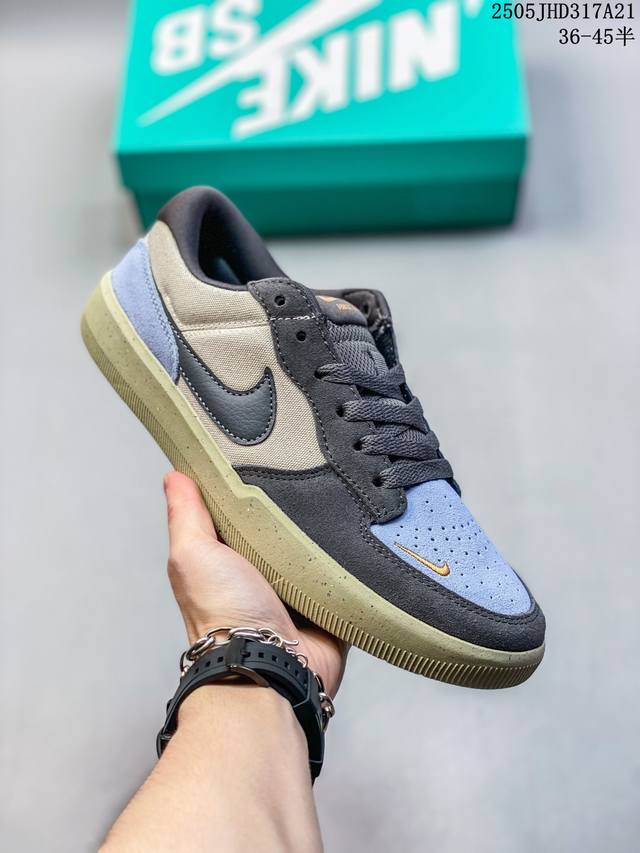 真标带半码 nike Sb Force 58 舒适时尚亲肤柔软 低帮 板鞋 男女款 蓝棕色 尺码 见图 编码 05Jhd317A21