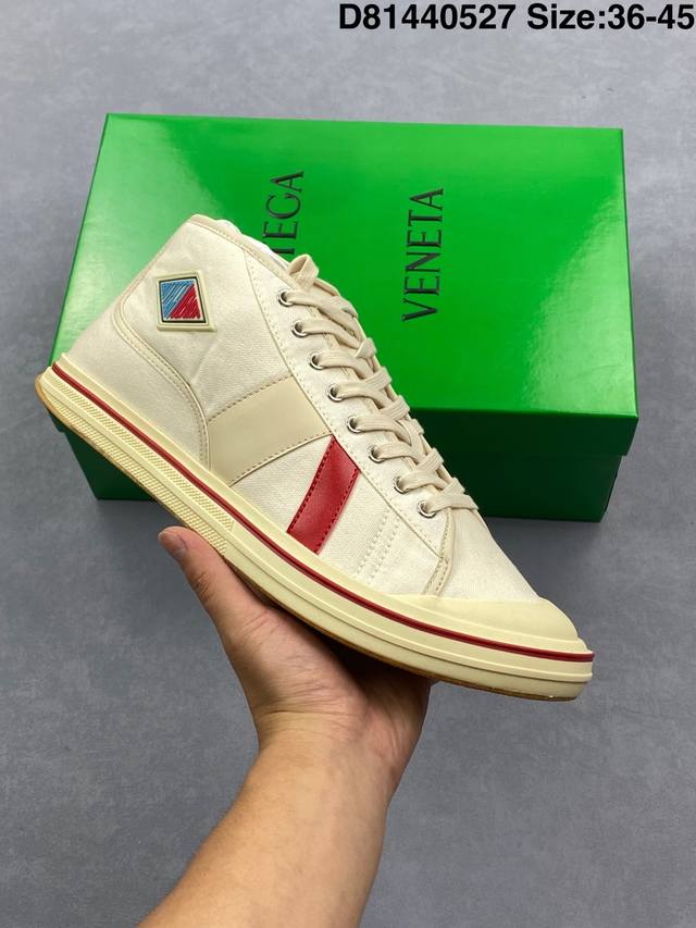bottega Veneta葆蝶家 Eliot 圆头系带 中帮 帆布鞋 男女款 白色 尺码 35-45 编码 D81440527