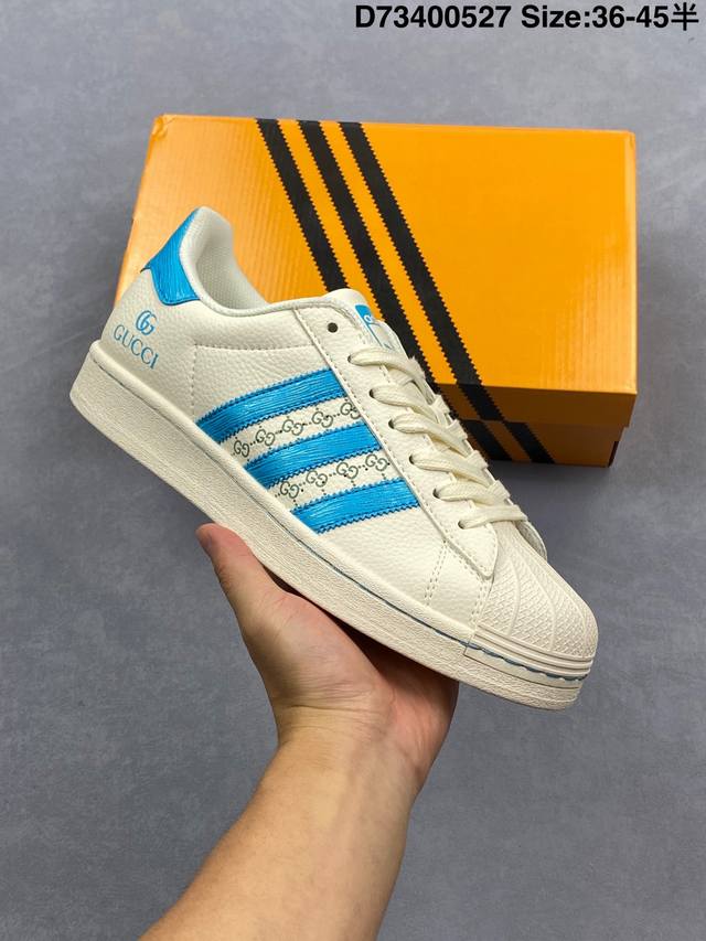 阿迪达斯Ad Originals Superstar 经典贝壳头休闲板鞋 纯白 B27136 纯原鞋楦 立体Logo 国内最高工艺 原装超软一体蓝底 头层抗裂牛
