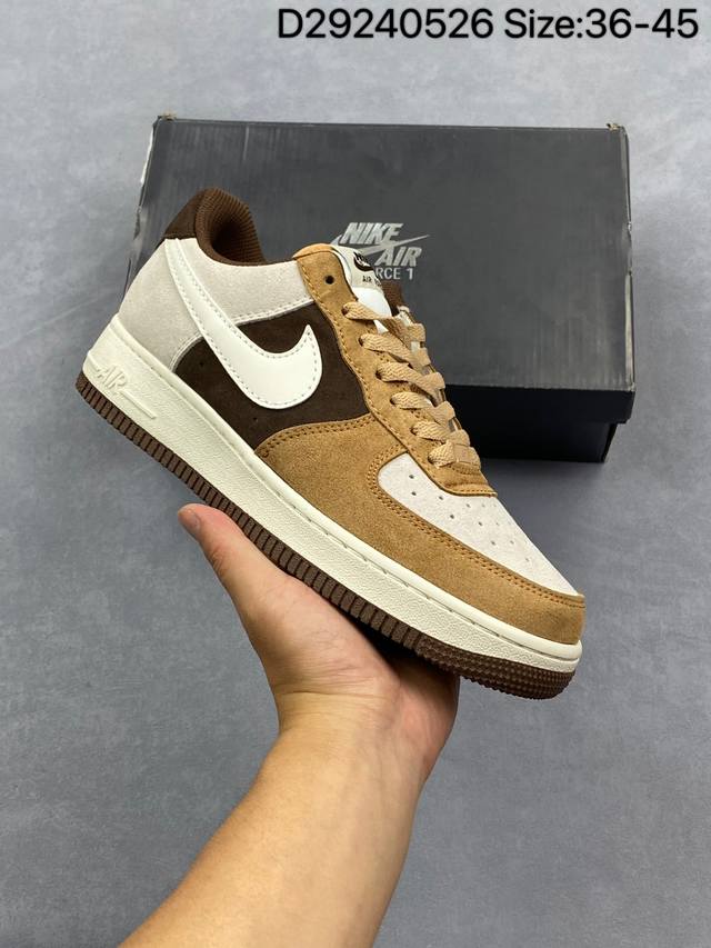 正版材质鞋面材质鞋面 内置全掌Air Sole气垫耐克Nike Air Force 1 07 Low Milk Tea Off Grey 空军一号经典低帮百搭休