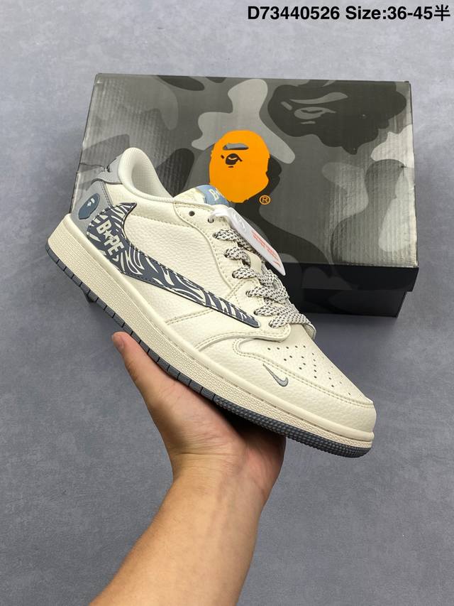 公司级Aj1倒勾Travis Scott X Air Jordan 1 Reverse Mocha Aj1乔1 Ts 闪电 联名倒钩 低帮文化篮球鞋 完美品质出