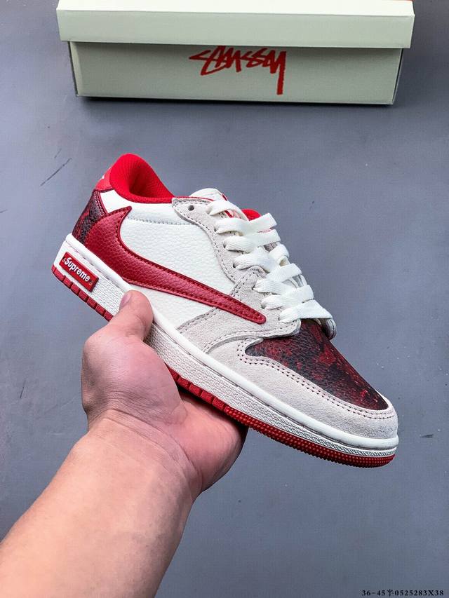 公司级头层 耐克Nike Air Jordan 1 Low Aj1乔1 低帮潮流缓运动休闲板鞋 Aj1 低帮拼接 完美版型真头层牛皮# 内置缓震气垫 原鞋开模