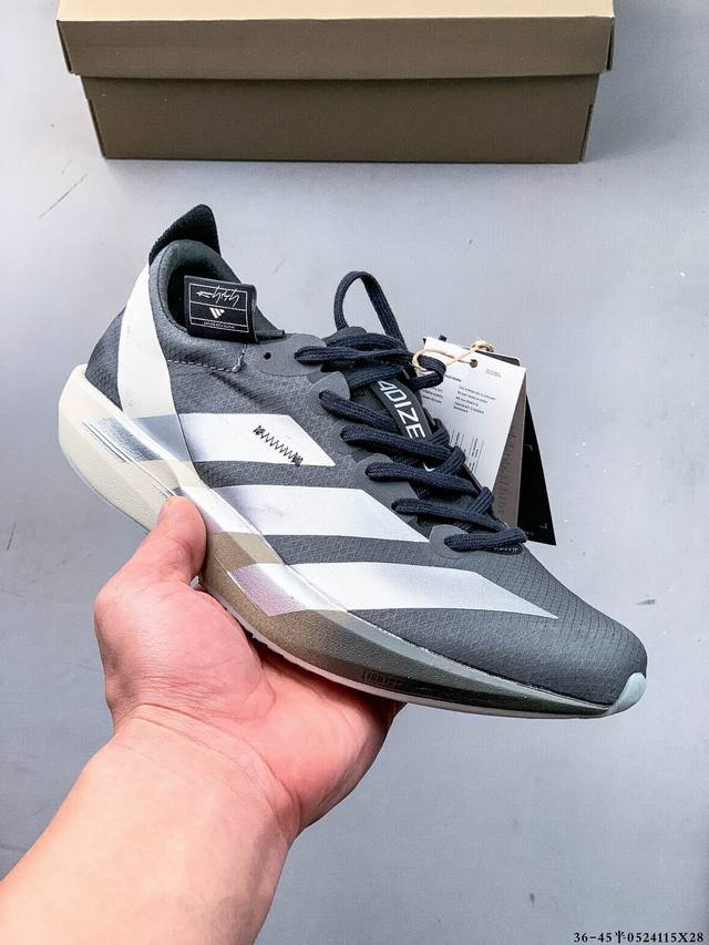 公司级 Adidas Adizero Adios 9 M 马拉松飞线贾卡轻质透气休闲运动跑步鞋 采用双层透气网纱 Flywire动态飞线绑缚鞋面材质 内置Zoo