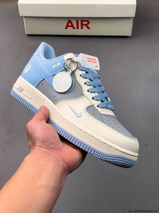 原楦数据纸版 采用硬质优质皮革鞋面材质 内置全掌Air Sole气垫 耐克 Nike Air Force 1 Low 空军一号低帮百搭休闲运动板鞋 052438