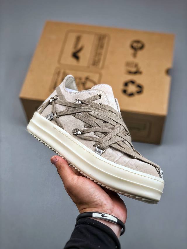 莞产G版 Rick Owens Ro Mega 瑞克 欧文斯 疯狂绑带 高端零售外贸平台专供版 原鞋开发拆解原版1:1复模裁片纸格 Tpu奶香大底 双层鞋垫 尺