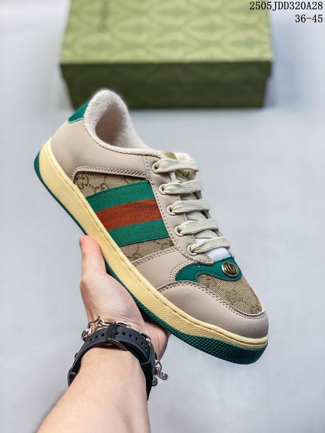 福利套现特价 gucci古驰Screener系列男女士皮革运动鞋[脏脏鞋] 尺码 见图 编码 05Jdd320A28