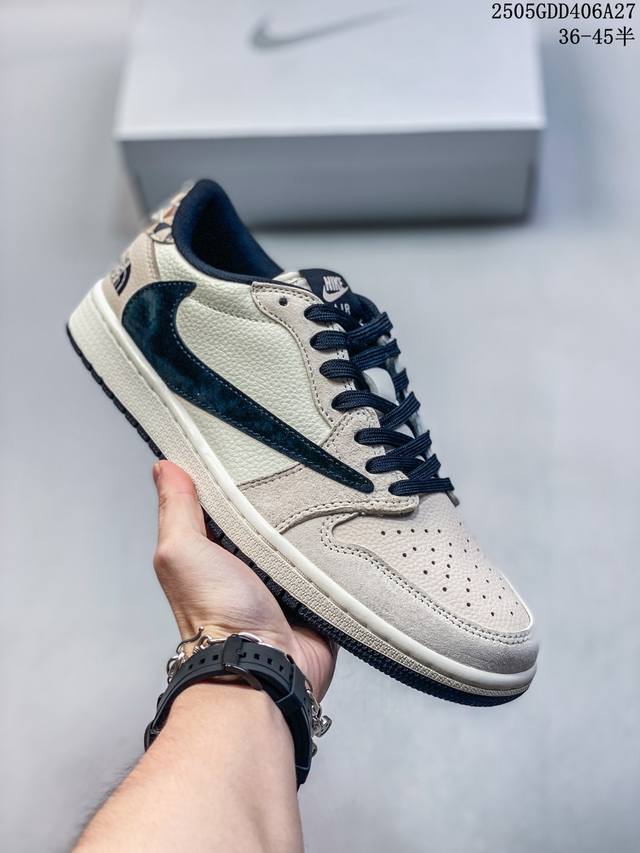 travis Scott X Fragment Design X Jordan Air Jordan 1 Low Og Sp 北面联名 时尚方格 多方联名合作融
