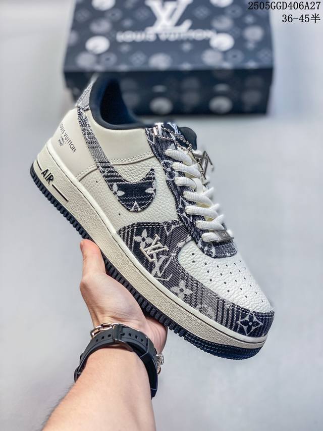 海外限量发售 公司级Nike Air Force 1 '07 Low Lv联名-灰黑牛仔 空军一号低帮 运动鞋 休闲鞋 折边针车 工艺难度大 3M反光 原楦头原