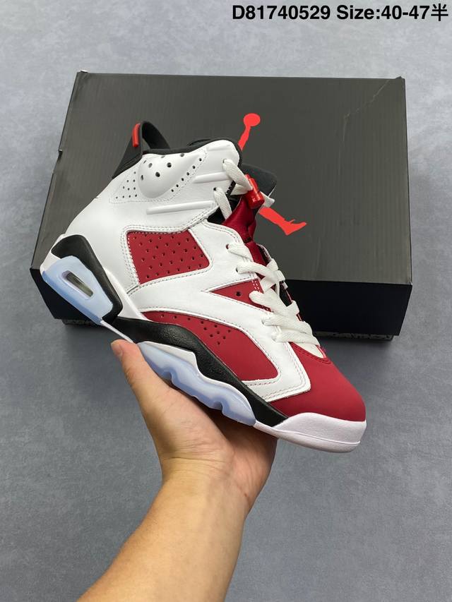 nike Air Jordan 6 Retro Carmine 胭脂红 乔丹Aj6代中帮复古休闲文化篮球鞋 原楦开发版型 采用韩国进口牛巴革鞋面材质 中底钢印及