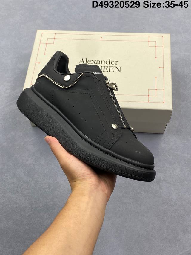 意大利高奢品牌Alexander Mcqueen亚历山大 麦昆 Sole Leather Sneakers低帮时装厚底休闲运动小白鞋 尺码 35 45 编号 D
