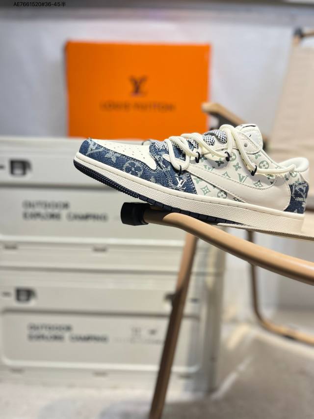 公司级头层皮Lv X 乔丹Air Jordan 1 Low Aj1低帮系列篮球鞋 官方同步配色 原装级产物 #拒绝公底 立体鞋型 细节完美 高清洁度Yx5066