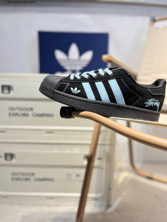 斯图西 X Adidas Originals Superstar 经典配色 经典贝壳头官网同步 实拍首发渠道正品订单 诠释市场最高工艺水平区别市面普通真标版本