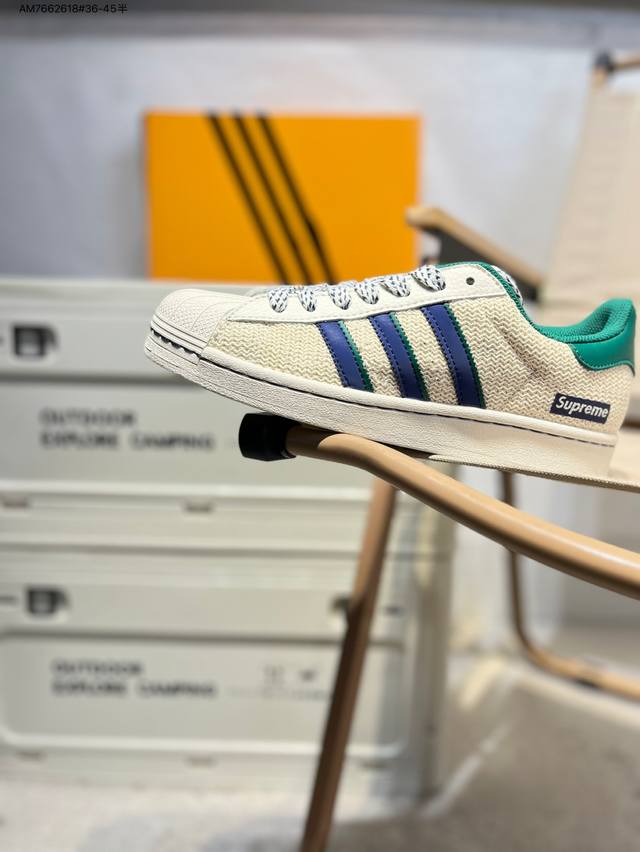 supreme X 阿迪达斯Adidas三叶草 Originals Superstar 贝壳头系列低帮经典百搭休闲运动板鞋Hs3071 Am7662618#36