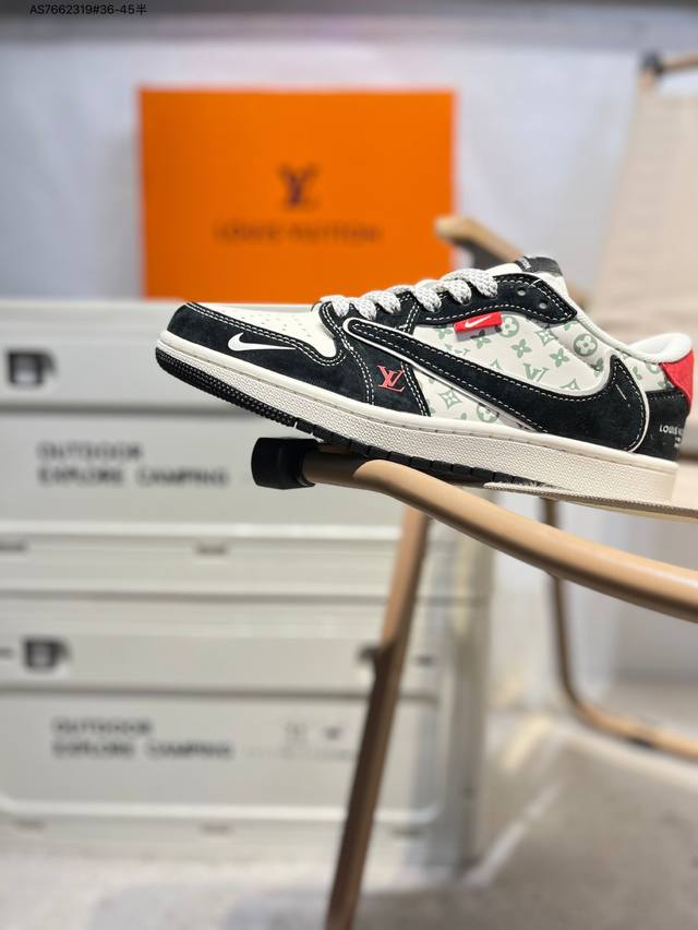 公司级头层皮Lv X乔丹Air Jordan 1 Low Aj1低帮系列篮球鞋 官方同步配色 原装级产物 #拒绝公底 立体鞋型 细节完美 高清洁度Yx5066
