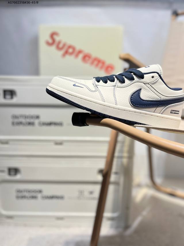 公司级头层皮Supreme X乔丹Air Jordan 1 Low Aj1低帮系列篮球鞋 官方同步配色 原装级产物 #拒绝公底 立体鞋型 细节完美 高清洁度Xx