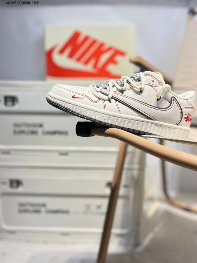 公司级头层皮斯图西 X 乔丹Air Jordan 1 Low Aj1低帮系列篮球鞋 官方同步配色 原装级产物 #拒绝公底 立体鞋型 细节完美 高清洁度Sj008