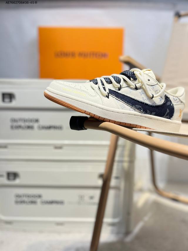 公司级头层皮Lv X 乔丹Air Jordan 1 Low Aj1低帮系列篮球鞋 官方同步配色 原装级产物 #拒绝公底 立体鞋型 细节完美 高清洁度Dm6868