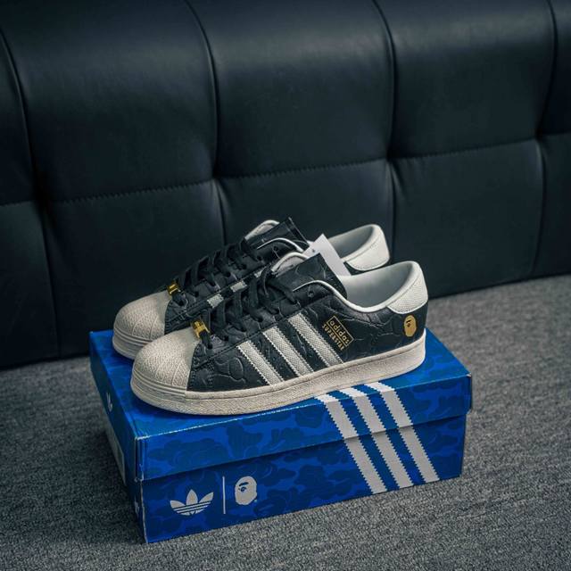 核心私 adidas Sstr V Bape联名款贝壳头 实拍首发渠道正品订单 诠释市场最高工艺水平区别市面普通真标版本 进出专柜无压力 货号 Jq3666 尺