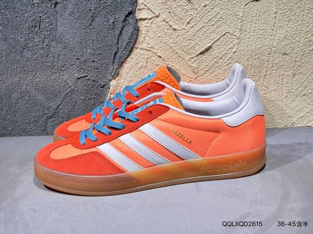 新品上市实拍 adidas Originals Gazelle Indoor 三叶草休闲防滑耐磨低帮板鞋 鞋头出色设计 塑就出众贴合感 稳固的后跟贴合足部曲线设