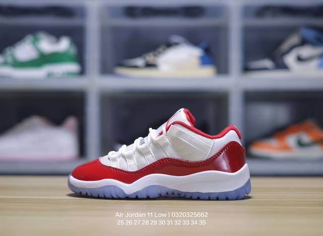 jordan 乔丹 童鞋 原楦原纸版数据开发版型 采用漆皮牛培革鞋面材质 厂级拉帮注胶效果官方经典配色 耐克Air Jordan 11 Low迈克尔 乔丹11代
