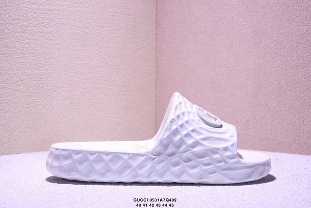 Gucci古驰 Interlocking Lido 厚底套脚一字拖鞋40-45 Xm0531Q499