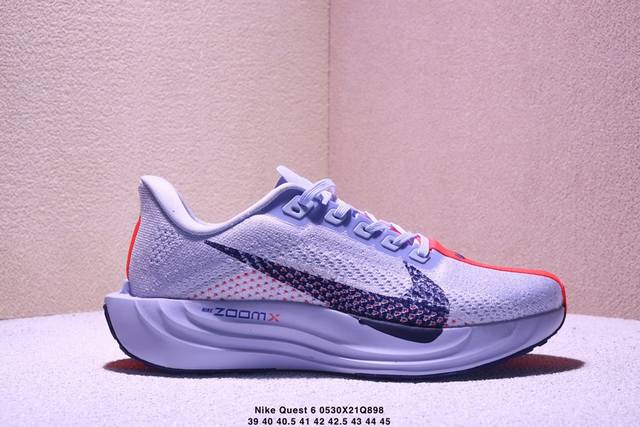 耐克 Nike Quest 6极速6代网面透气 时尚休闲跑步鞋 简约高科技设计采用多层材料 为双足带来凉爽感受和稳固体验 时尚鞋面搭配中足包覆设计 提供稳固贴合