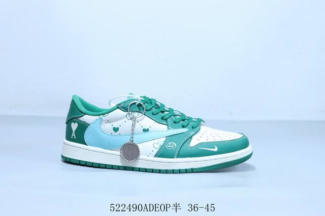 乔丹Air Jordan 1 Low Aj1 乔1低帮复古文化休闲运动篮球鞋倒勾 货号 Ld2025-030 522490Adeop半 36-45