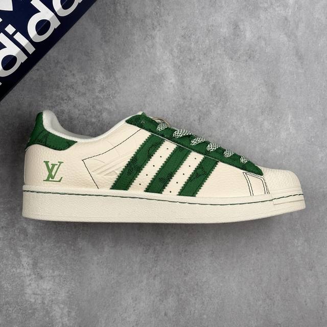 本地 核心私 Louis Vuitton X Adidas Original Gazelle Indoor 路易威登Lv X 阿迪达斯 低帮 联名米白绿 贝壳头