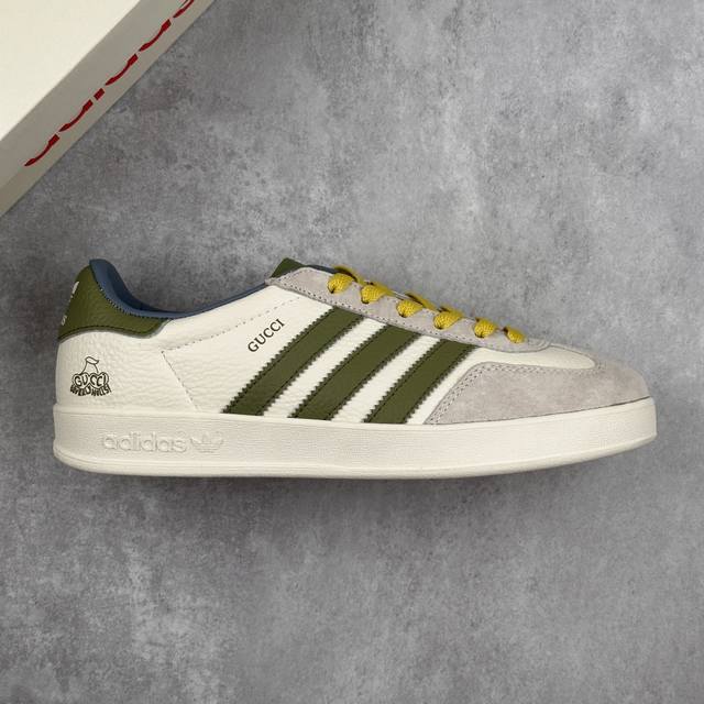 本地 核心私 Adidas Samba Og Trainers 古驰联名---抹茶绿 低帮休闲运动板鞋 原厂定制长毛翻毛皮组合环保纤维革鞋面材质 内置环保海玻璃