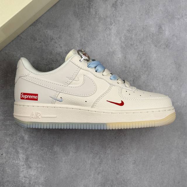 本地 核心私 Nike Air Force 1'07 Low Supreme联名 双拼米蓝 空军一号低帮休闲板鞋 #定制皮料 定制鞋盒 原楦原纸板 纯正空军版型