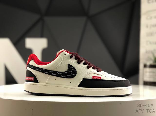 耐克 Nike Court Vision 低帮百搭 透气休闲运动板鞋 兼顾舒适脚感和出众风范 演绎匠心之作 结构性的支撑贴合感结合复古篮球设计 电绣工艺 皮料切