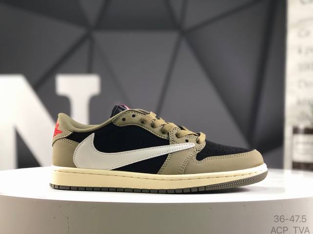 耐克 Aj1倒勾Travis Scott X Air Jordan 1 ” Reverse Mocha “ Aj1乔1 Ts 闪电 联名倒钩 低帮文化篮球鞋 完