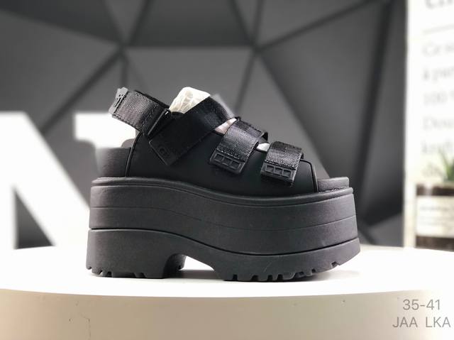 Ugg Goldenrise 舒适时尚 罗马凉鞋 7.5Cm 女款 黑色 货号：W 1167431 Size:35～41 Jaa Lka